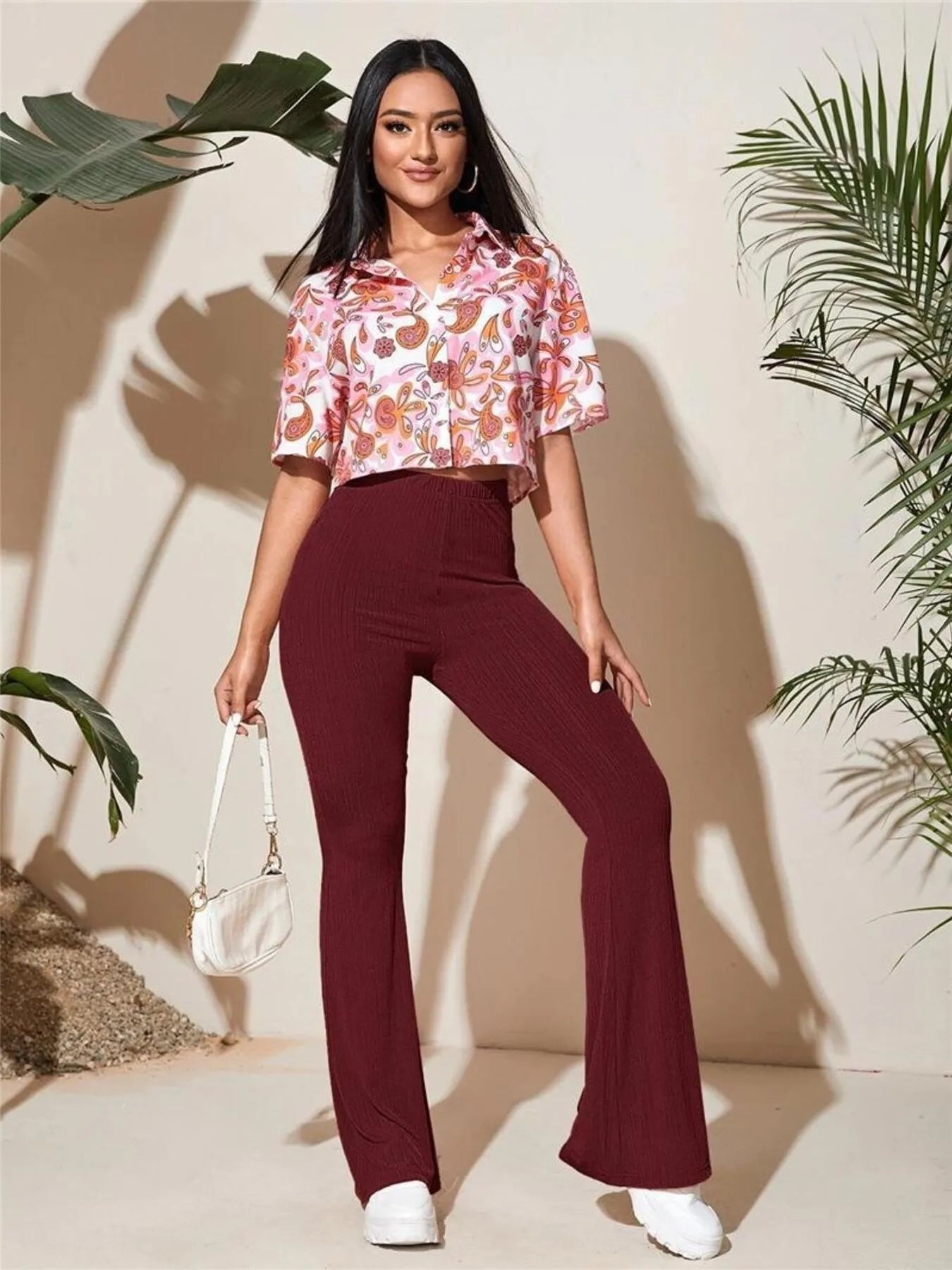 Full Size High-Waist Flare Active Pants Plus Size 
