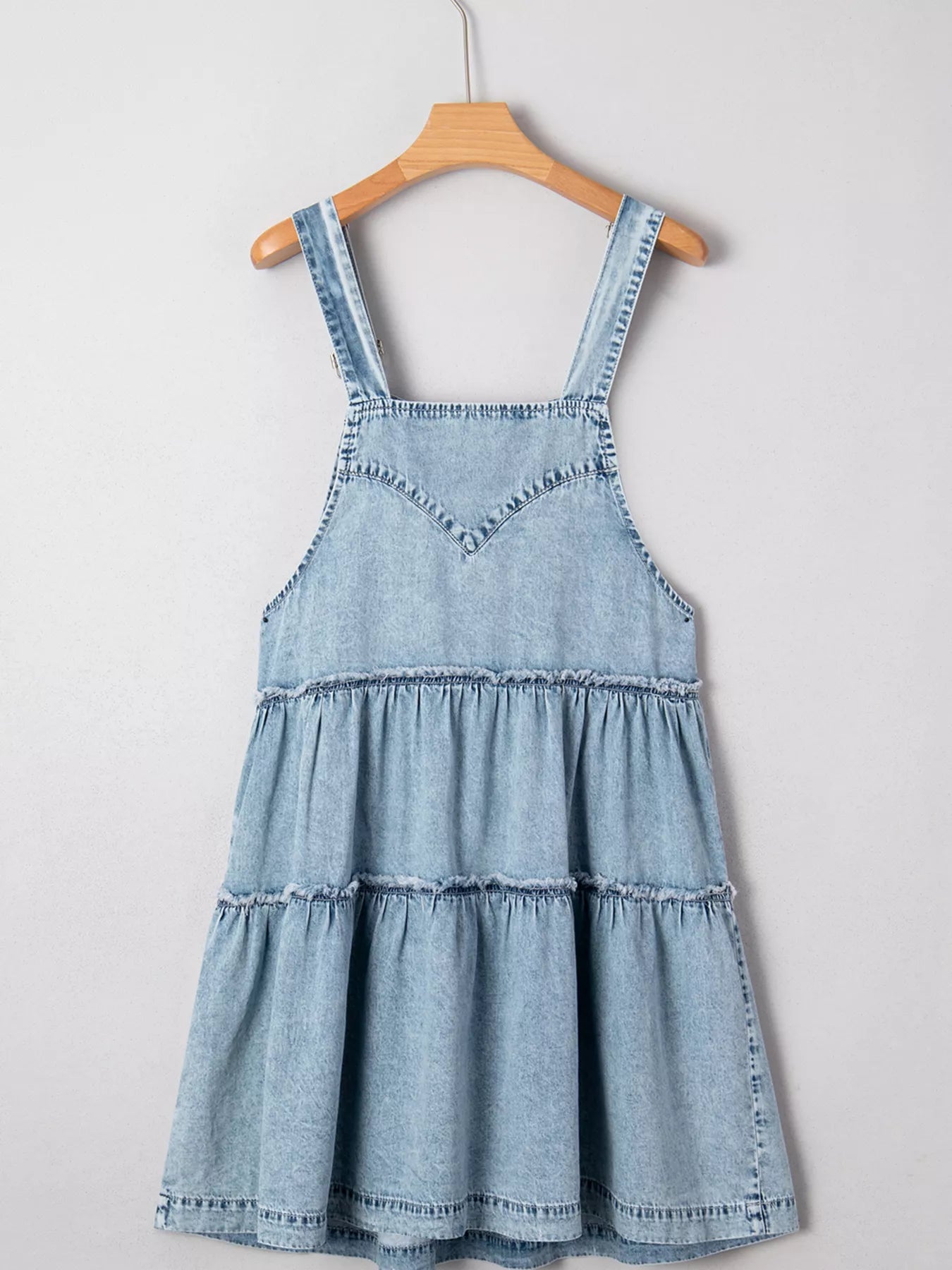Tiered Flowy Overall Denim Dress 
