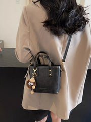 Leather Crossbody Bag with Charm 