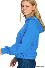 Zenana Fleece Pigment Dye Zip Up Hoodie with Pockets 