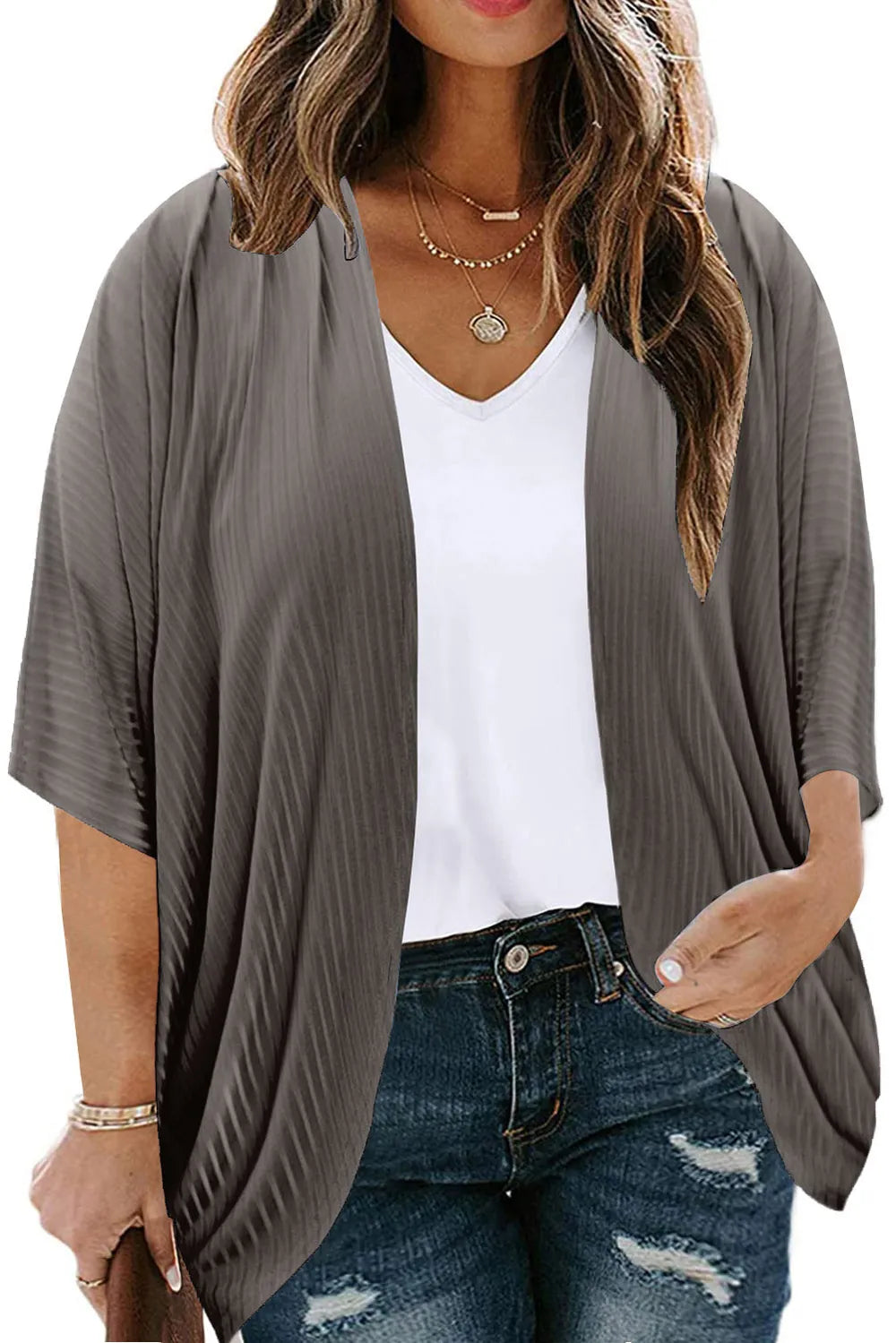 Plus Size Ribbed Cocoon Cover Up 