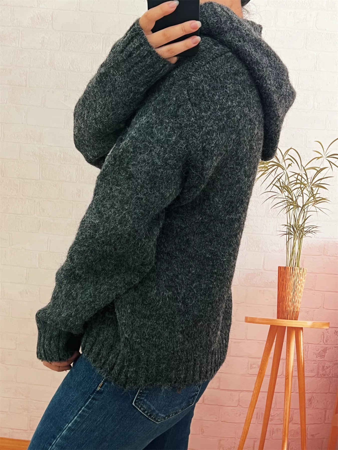 Flower Long Sleeve Hooded Sweater 