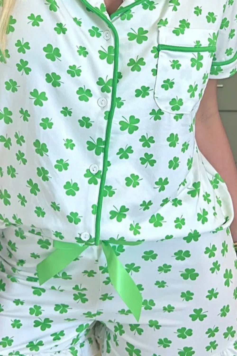 Lucky Clover Shirt and Shorts Lounge Set 