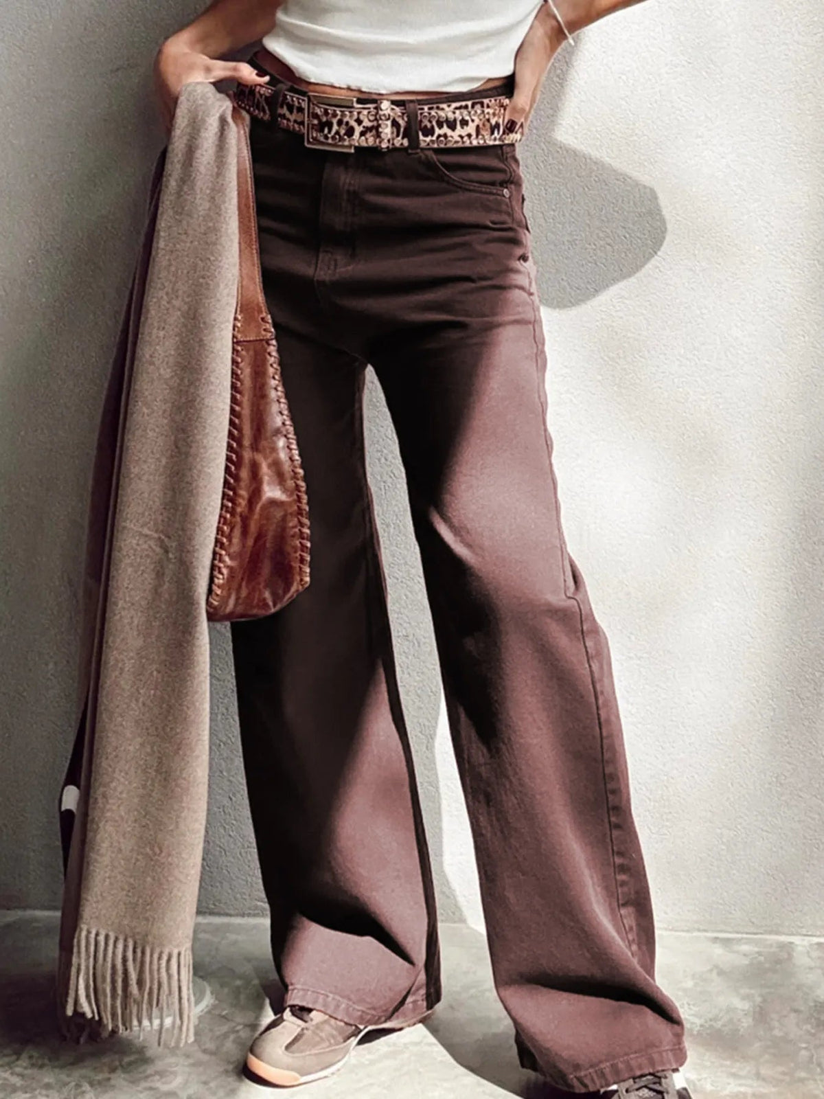 Wide Leg High Waist Denim Jeans 