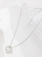 Inlaid Zircon Clover Pendant Necklace 