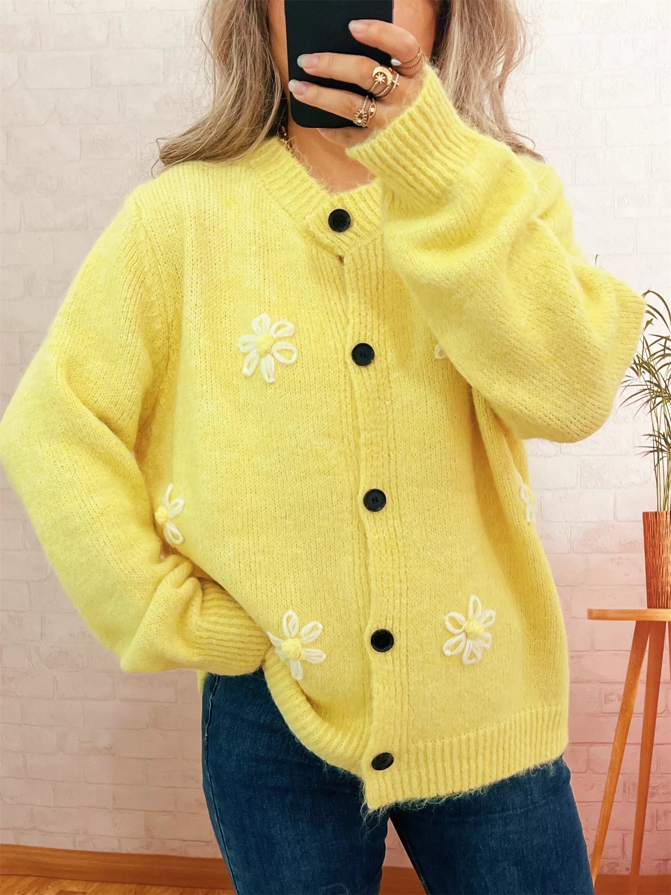 Flower Button-Down Cardigan 