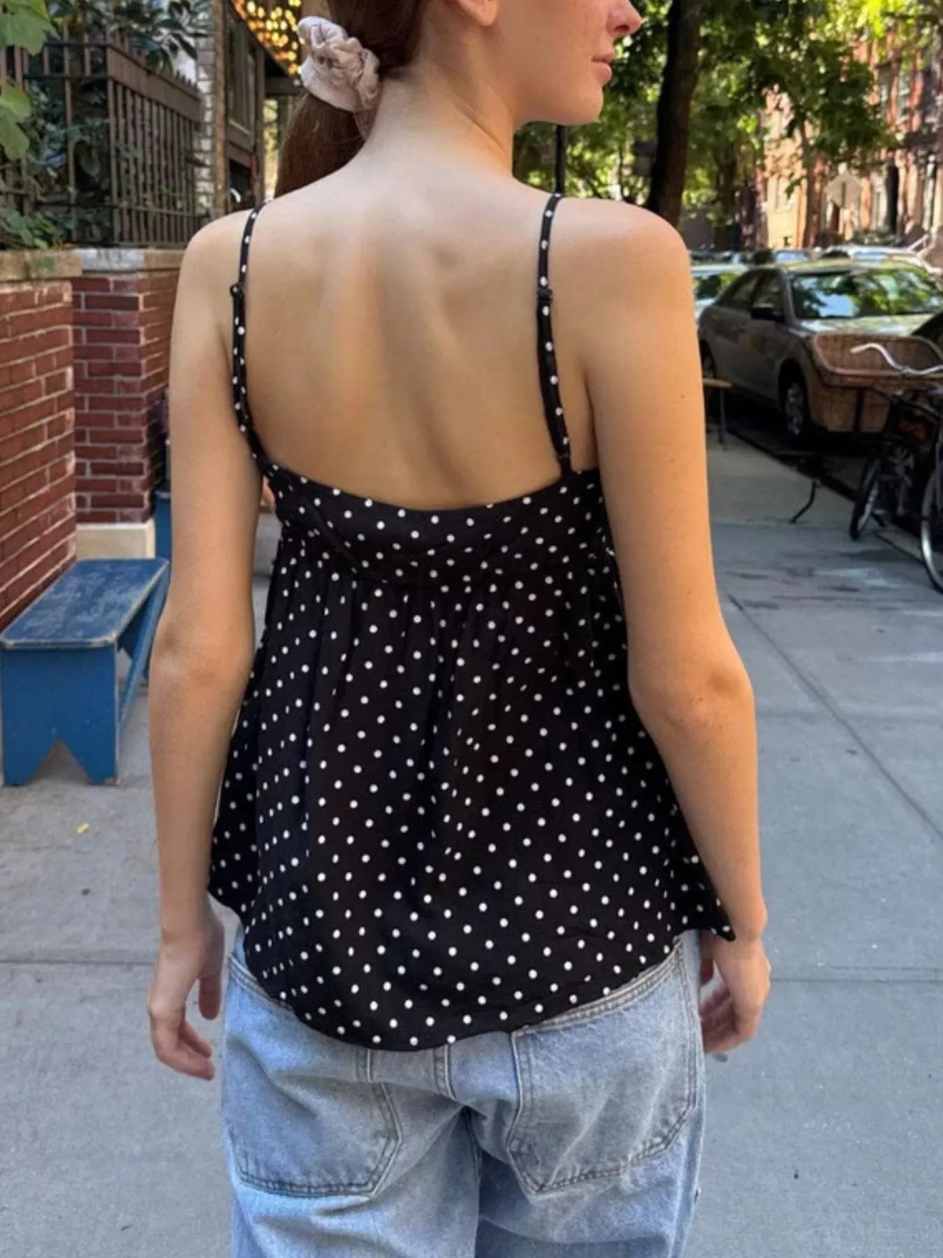 Polka Dot V-Neck Flowy Cami 