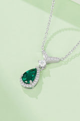 Lab-Grown Emerald Teardrop Necklace 