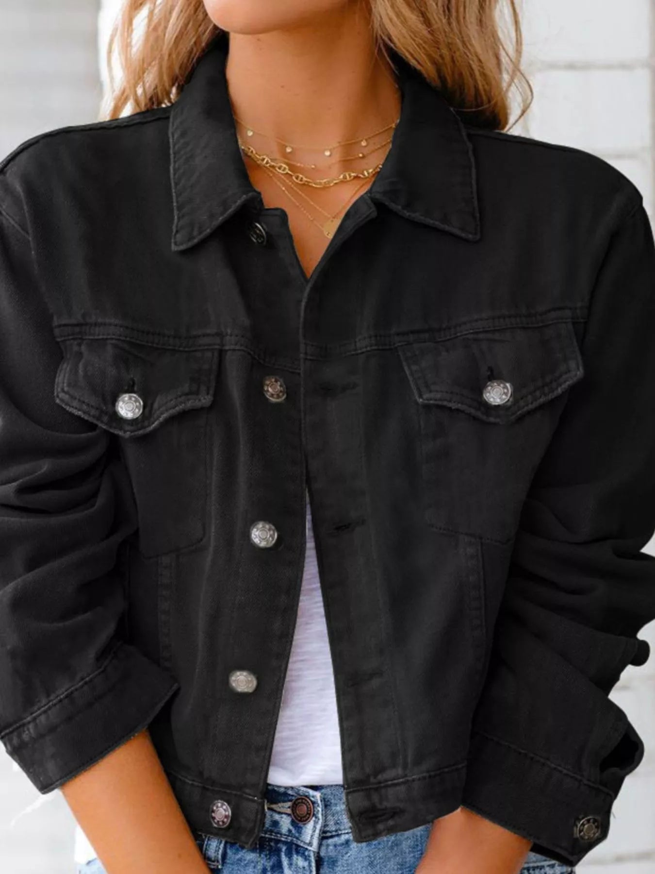 Button Up Long Sleeve Denim Jacket 