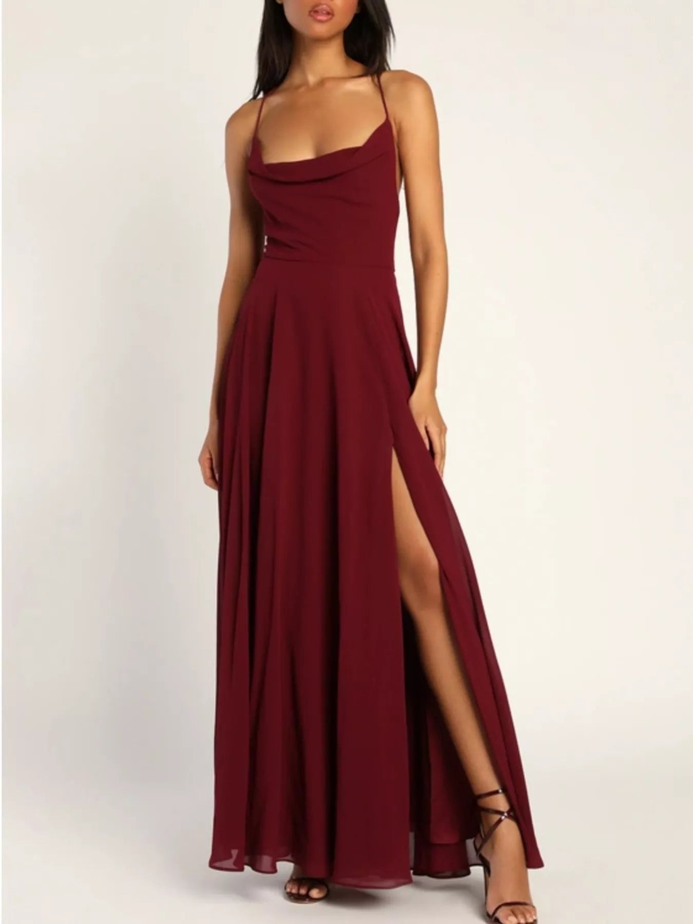 Slit Cowl Neck Maxi Dress 