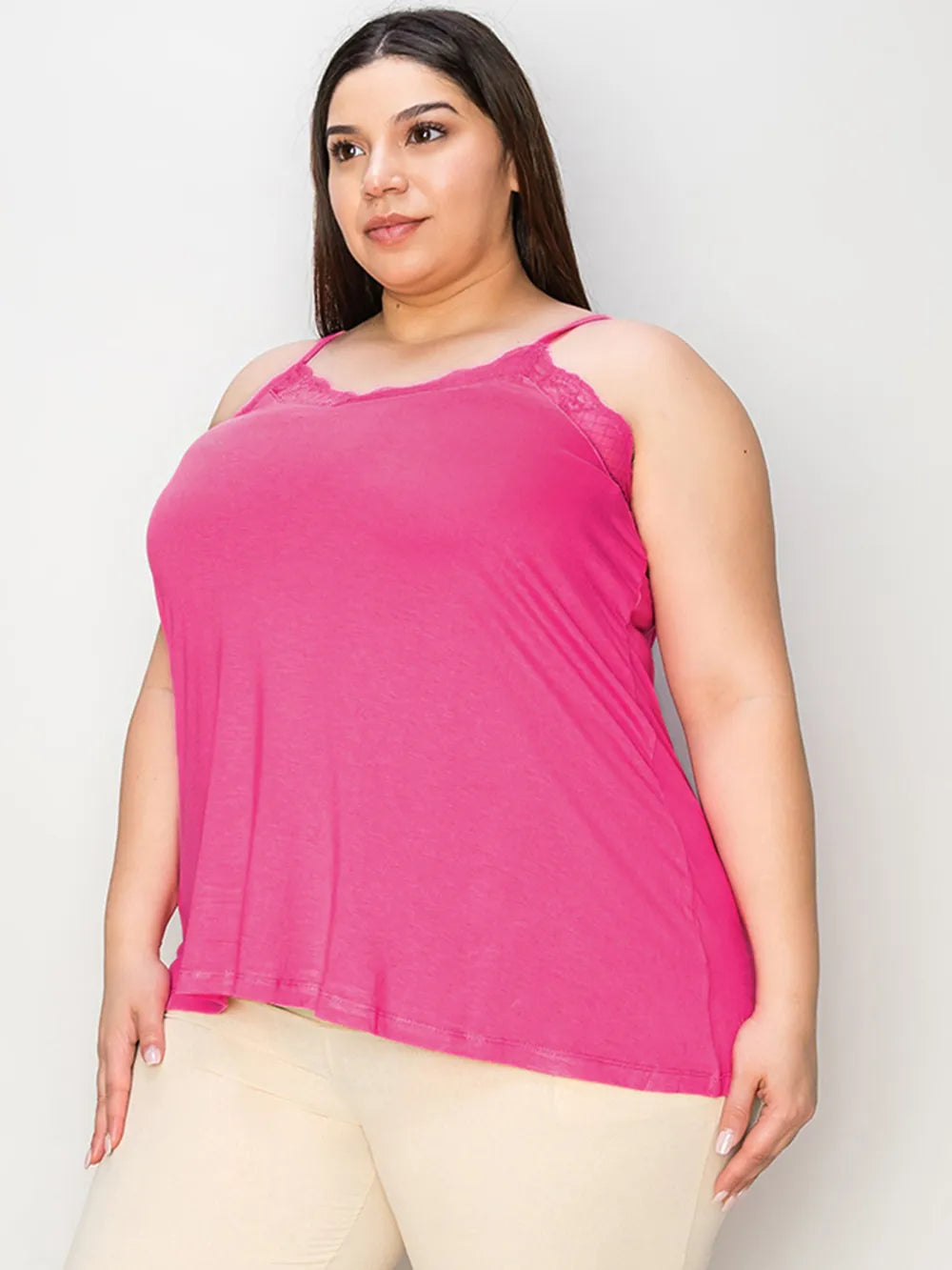 Basic Bae Full Size Lace Trim V-Neck Cami 