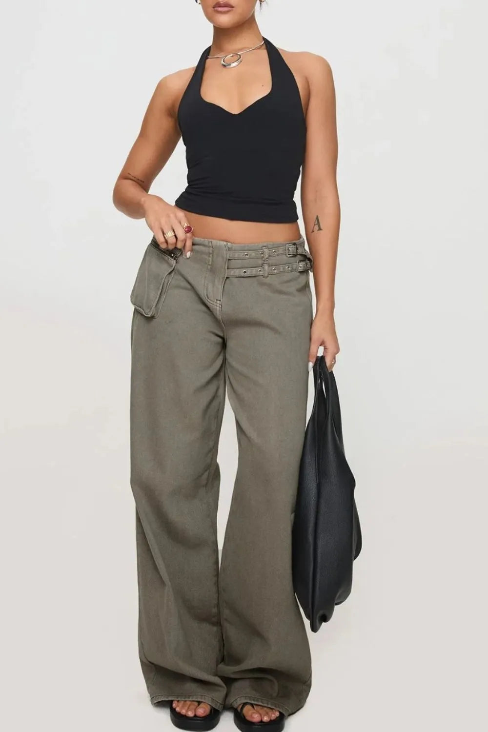 Wide Leg Jeans with Pockets 