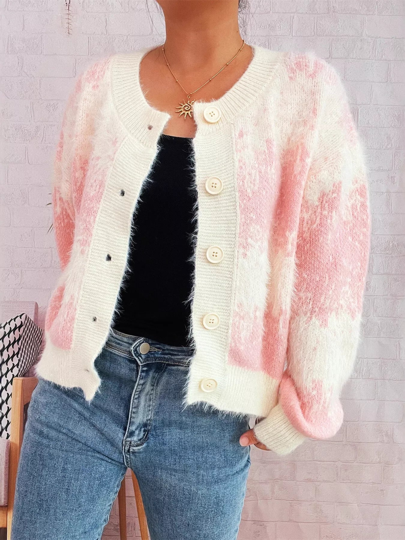 Ribbed Hem Button Up Cardigan 