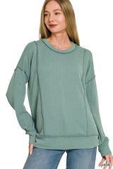 Zenana Corded Rib Long Sleeve Round Neck Top 