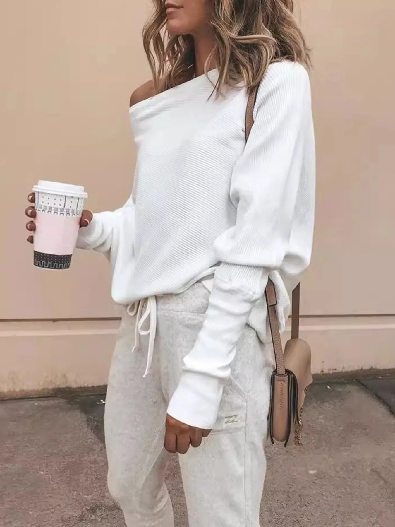 Full Size One-Shoulder Ribbed Sweater Plus Size 