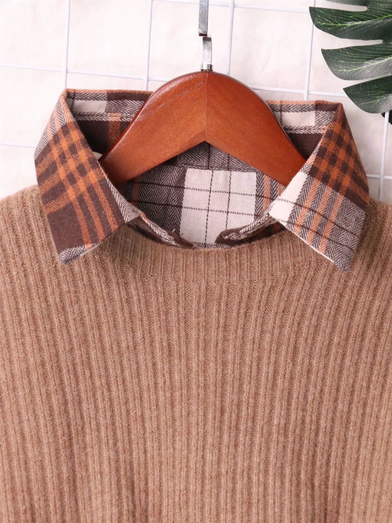 Plaid Long Sleeve Sweater Dress 