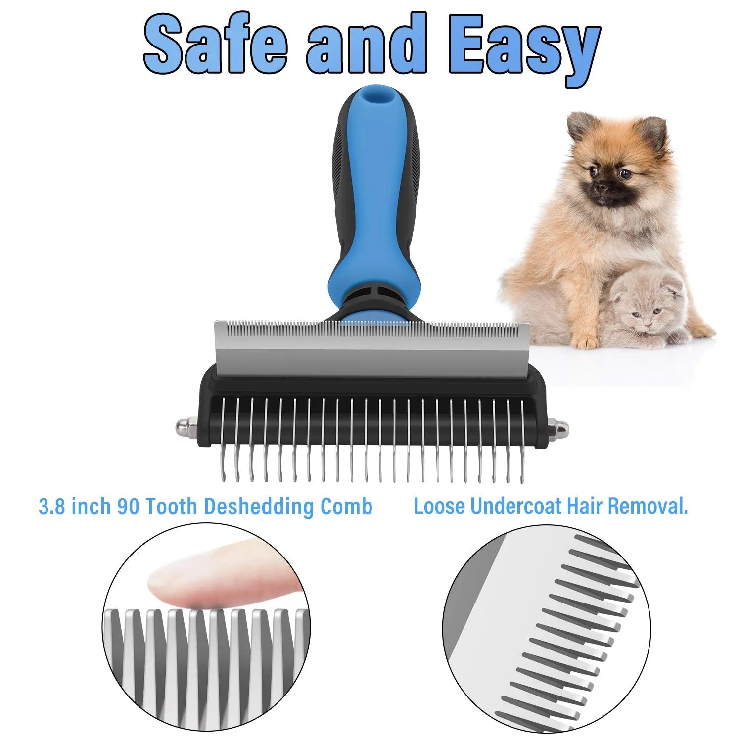 Daily Coat Rake | 2-In-1 Deshedding And Dematting Comb For Medium To Large Dogs 