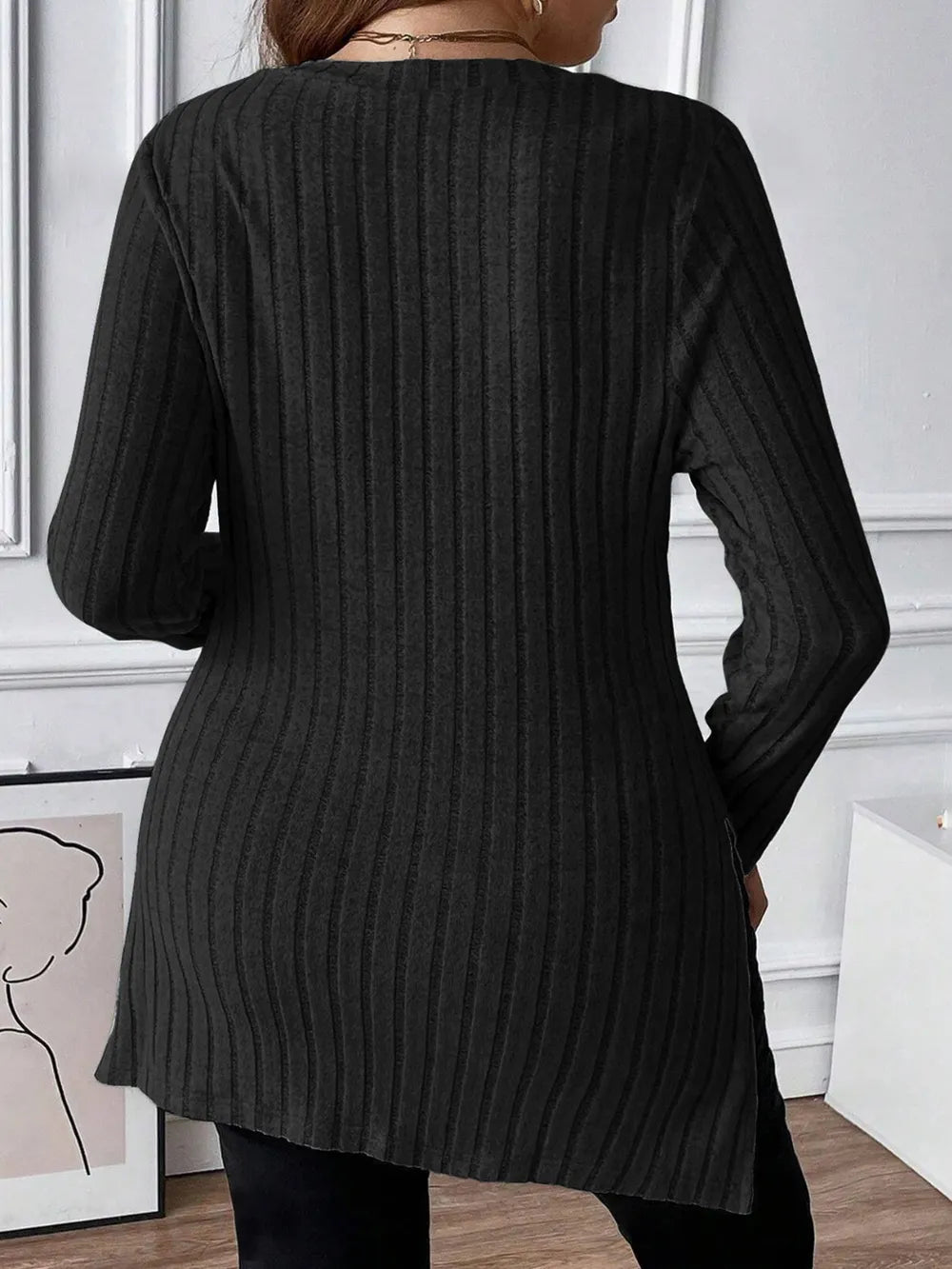 Plus Size Square Neck Long Sleeve Top 