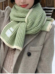 Contrast Trim Knitted Winter Scarf 