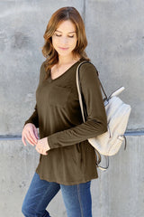 Basic Bae Full Size V-Neck Long Sleeve Top 