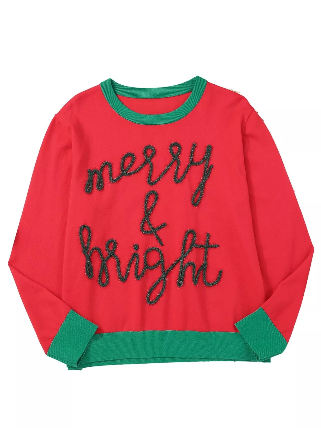 Merry & Bright Christmas Round Neck Sweater 