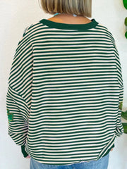 Stripe Lucky Clover Drop Shoulder Sweatshirt 