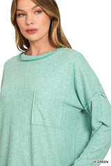 Zenana Soft Melange Hacci Round-Neck Long Sleeve T-Shirt 