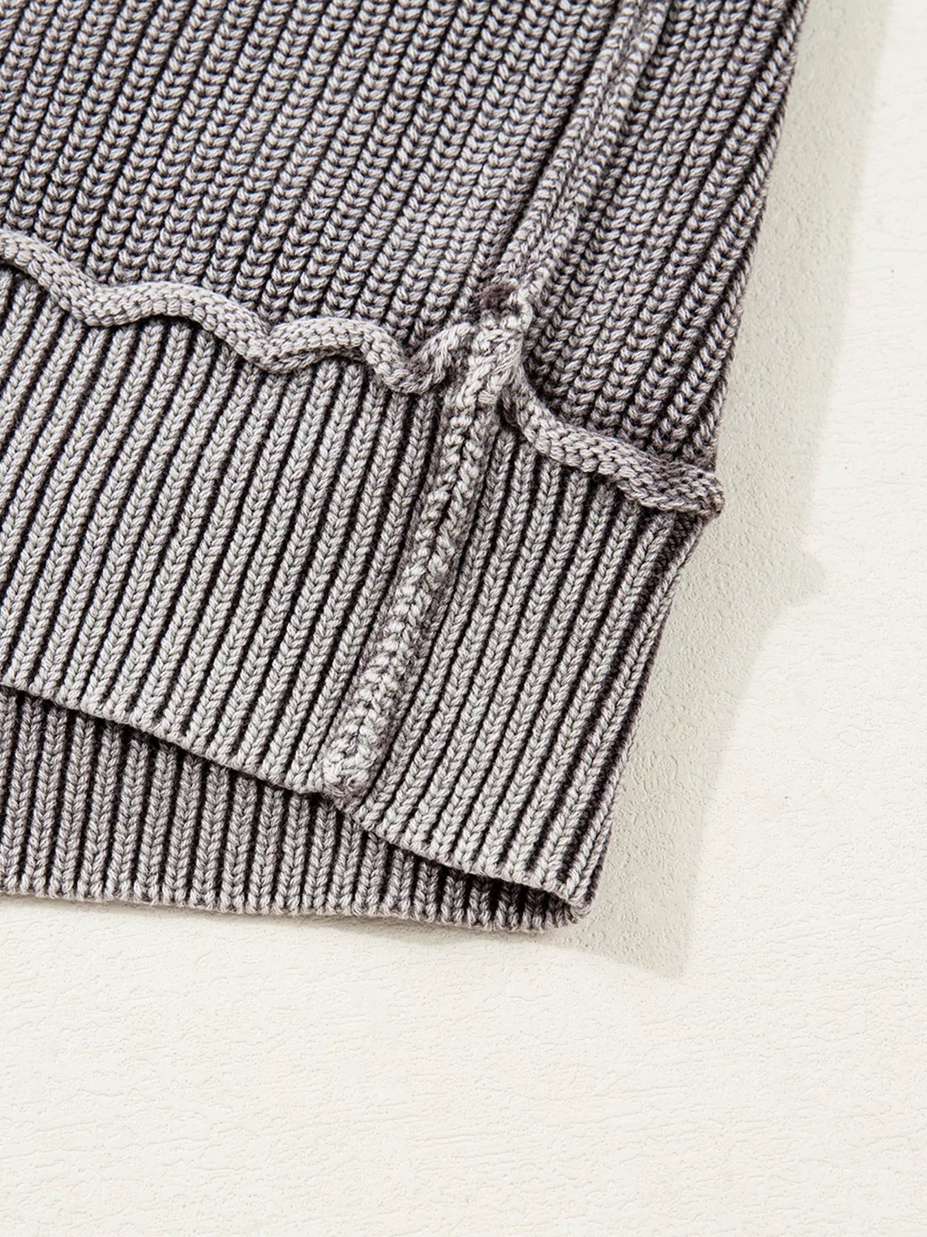 Mineral Wash Exposed Seam Patchwork Knit Open Sweater Cardigan 