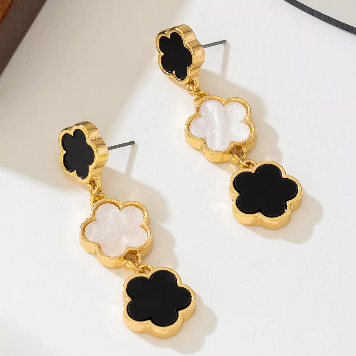18K Gold-Plated Clover Drop Earrings 