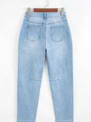 High Rise Barrel Relaxed Patch Pocket Jeans 