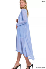 Zenana Mesh Open Front Cardigan 