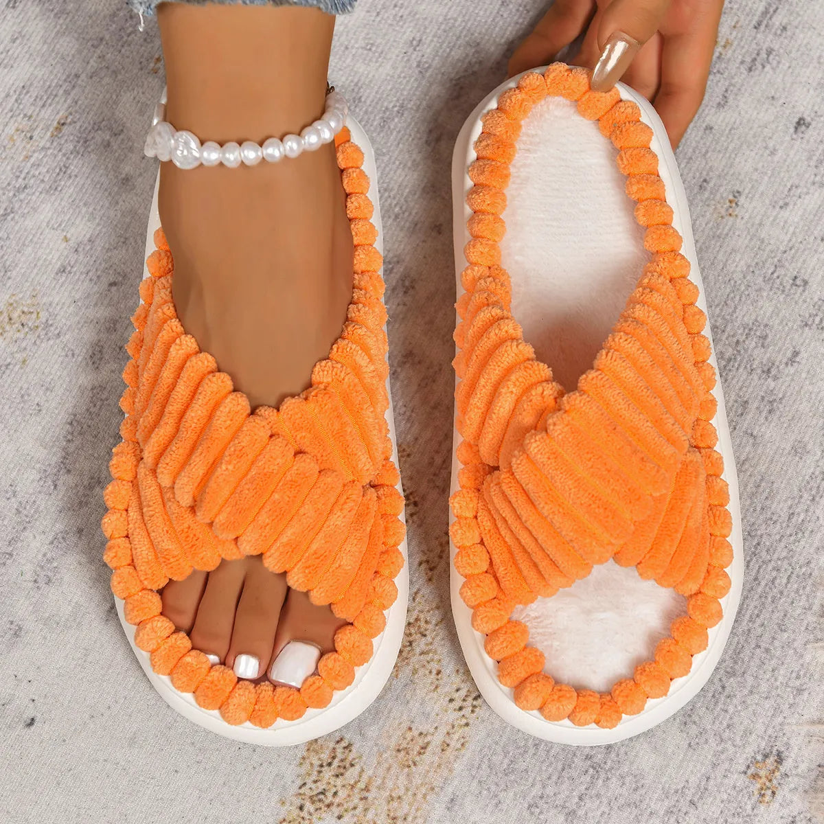 Crisscross Open Toe Platform Slippers 