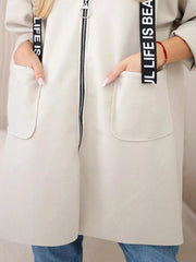 Full Size Hooded Zip-Up Longline Outerwear Plus Size 
