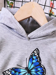 Childrens's Butterfly Print Hoodie & Pants Set 