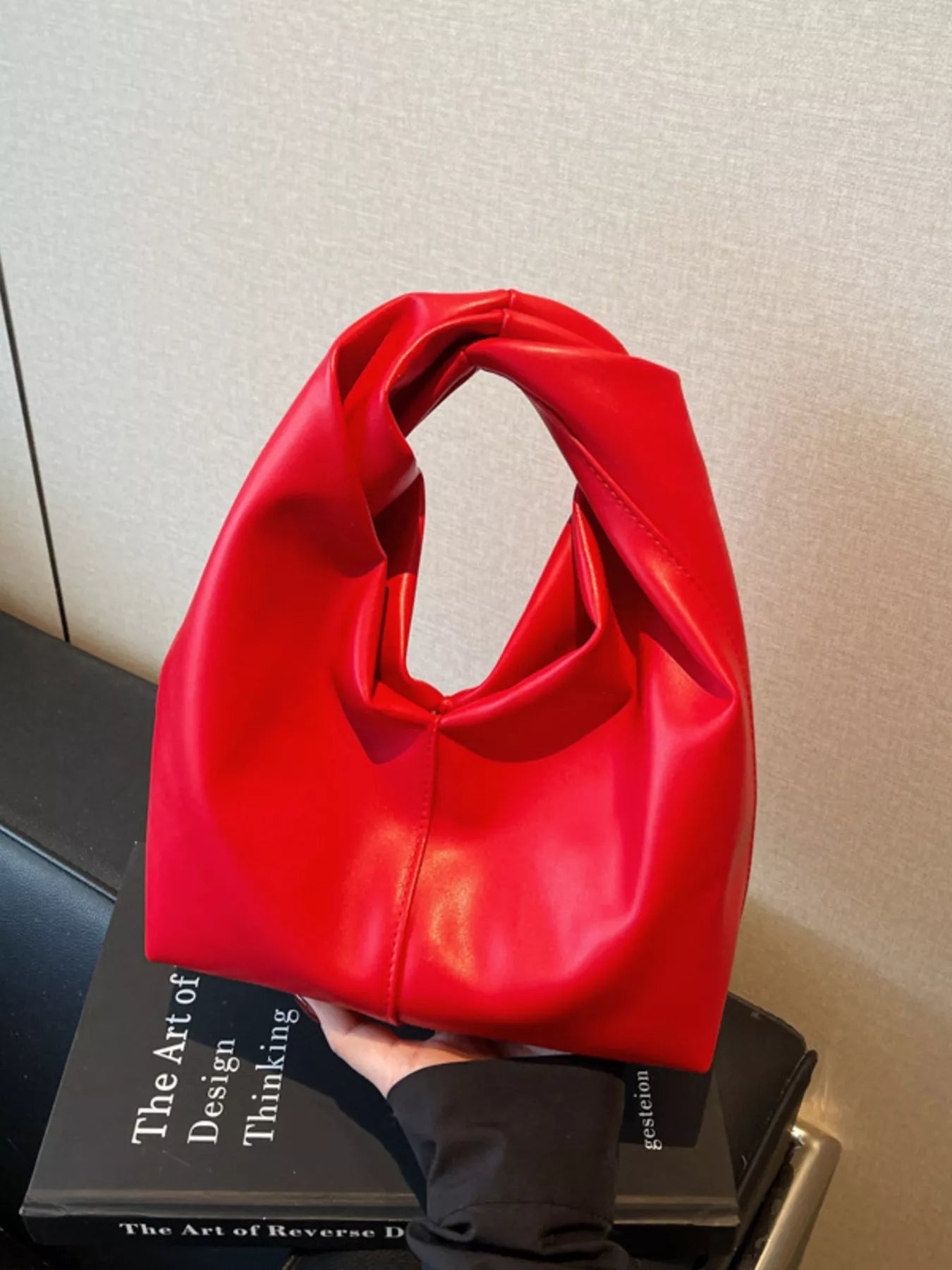 Knot Handle Leather Handbag 