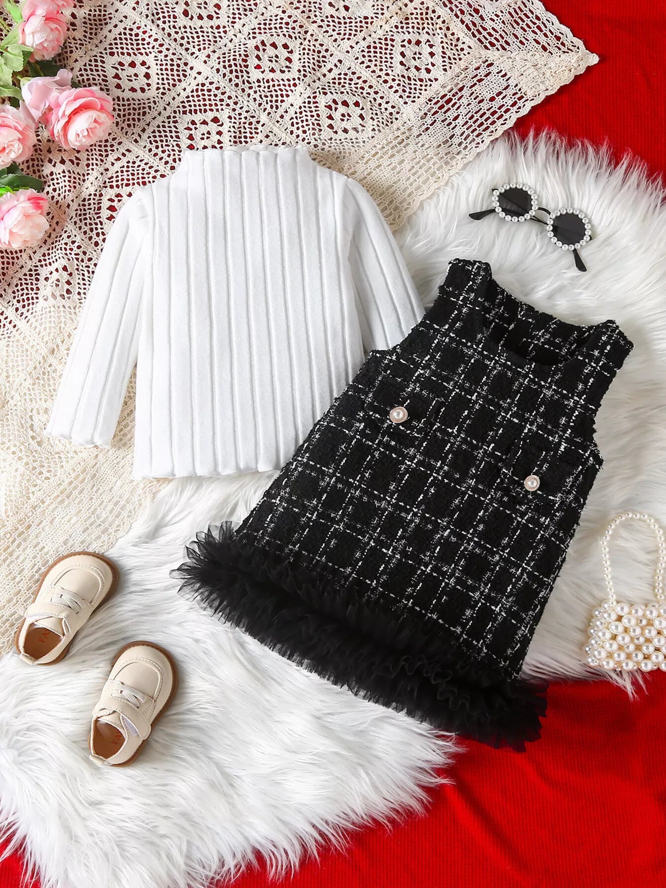 Children's Ribbed Knit Top and Dress Set 