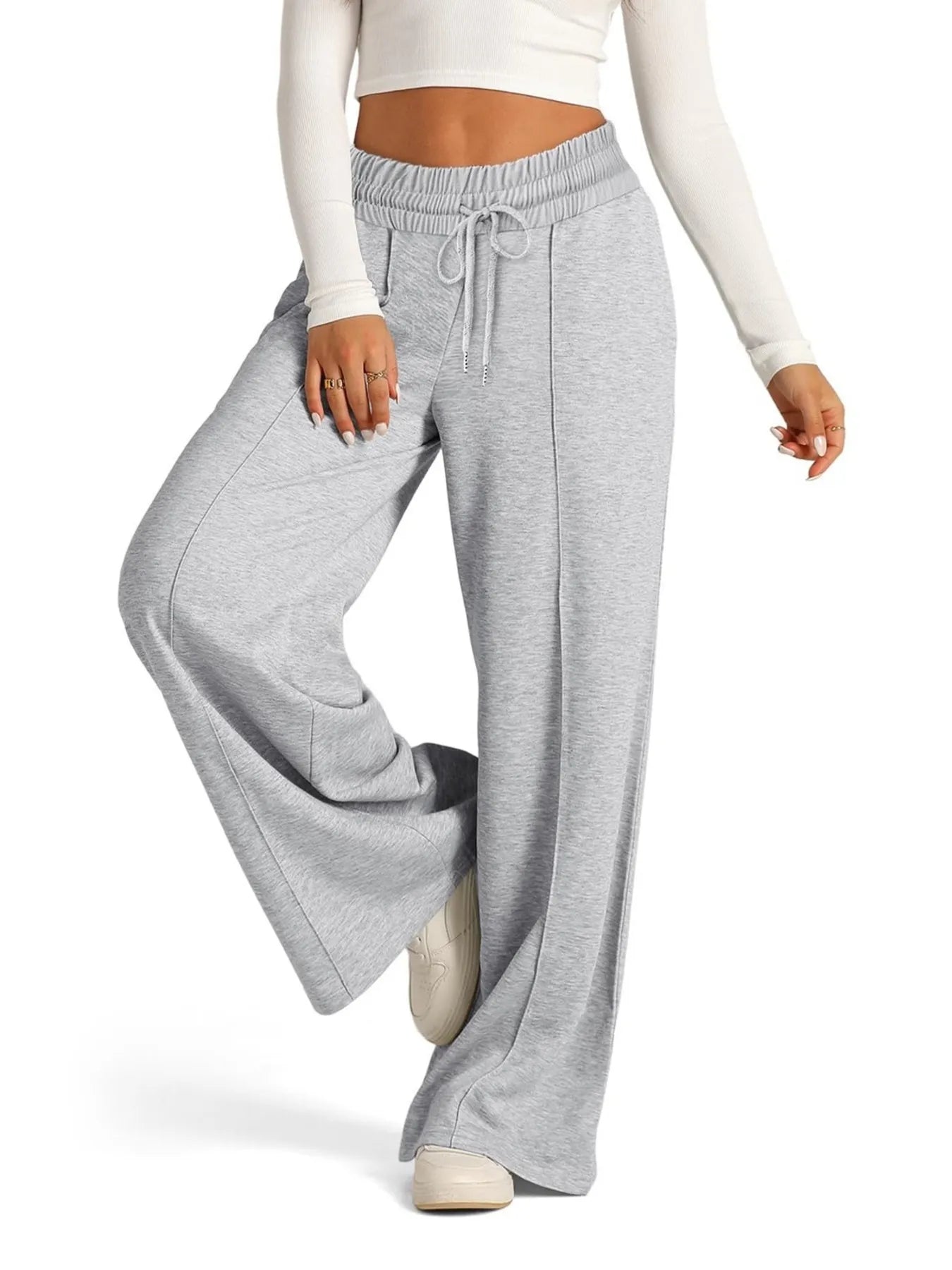 Full Size Drawstring Relaxed Fit Wide Leg Pants Plus Size 
