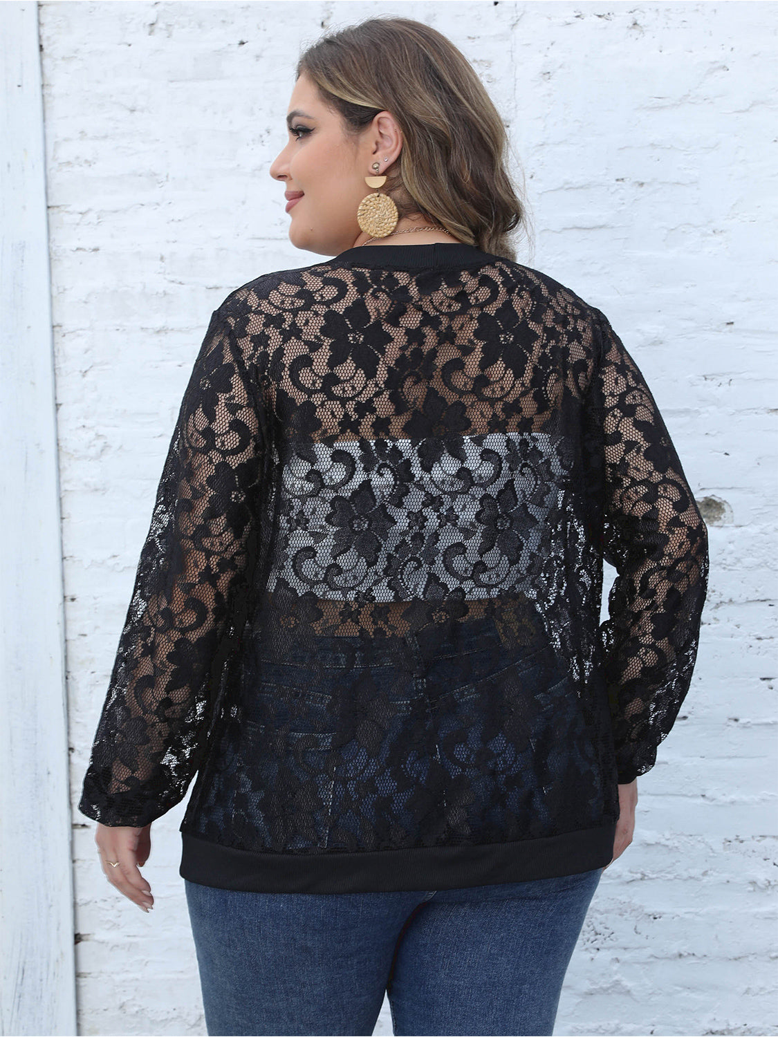 Plus Size Lace Open Front Cardigan 
