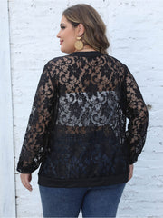 Plus Size Lace Open Front Cardigan 