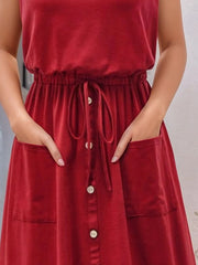 Full Size Round Neck Sleeveless Tank Dress Plus Size 