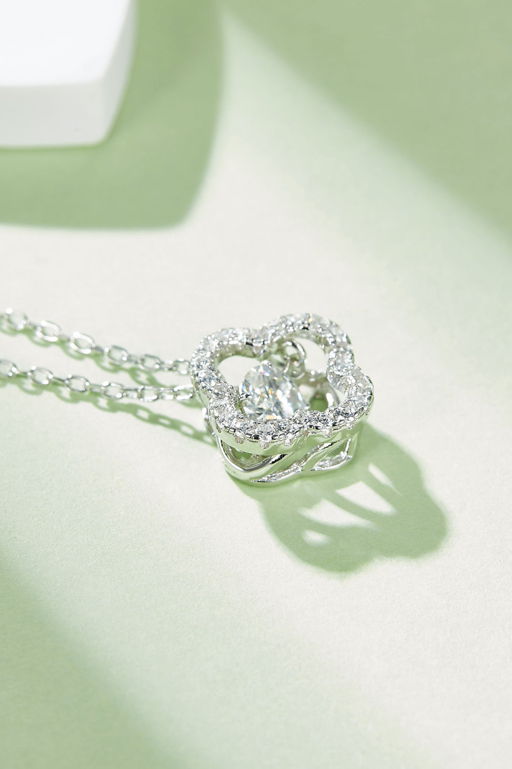 Moissanite Four Leaf Clover Pendant Necklace 