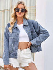 Studded Long Sleeve Denim Jacket 