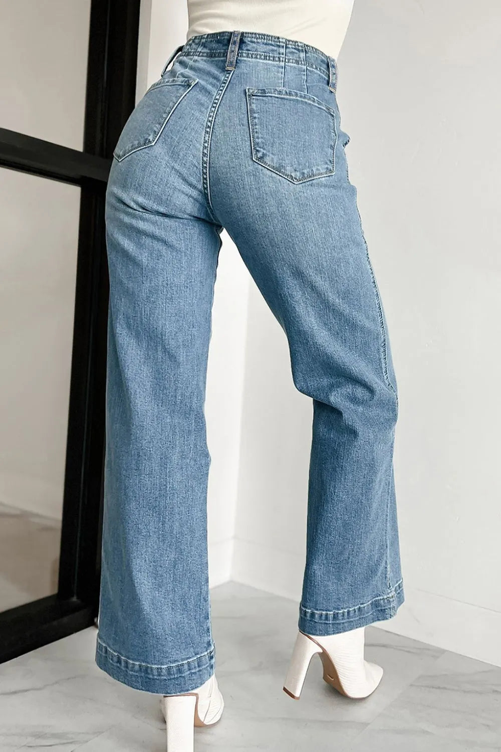 Button Fly High Waist Jeans 