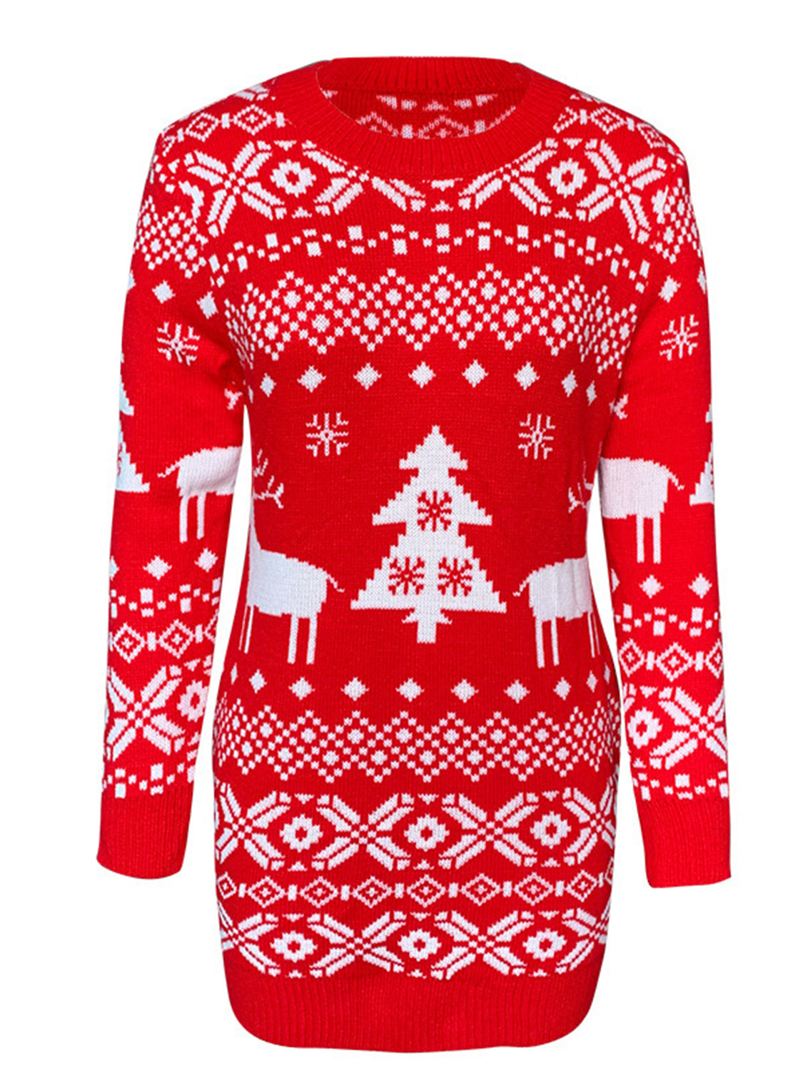Christmas Element Round Neck Mini Sweater Dress 