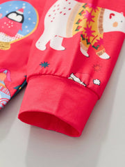 Children's Christmas Print Round Neck Top and Pants Pajama Set 