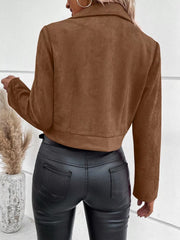 Suede Moto Jacket with Zip Detail 