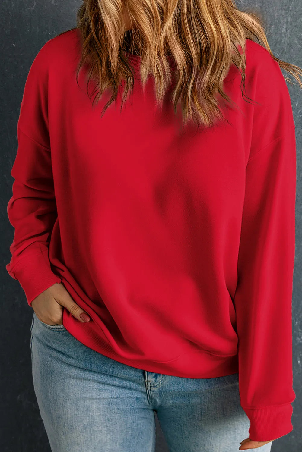 Plus Size Round Neck Long Sleeve Sweatshirt 