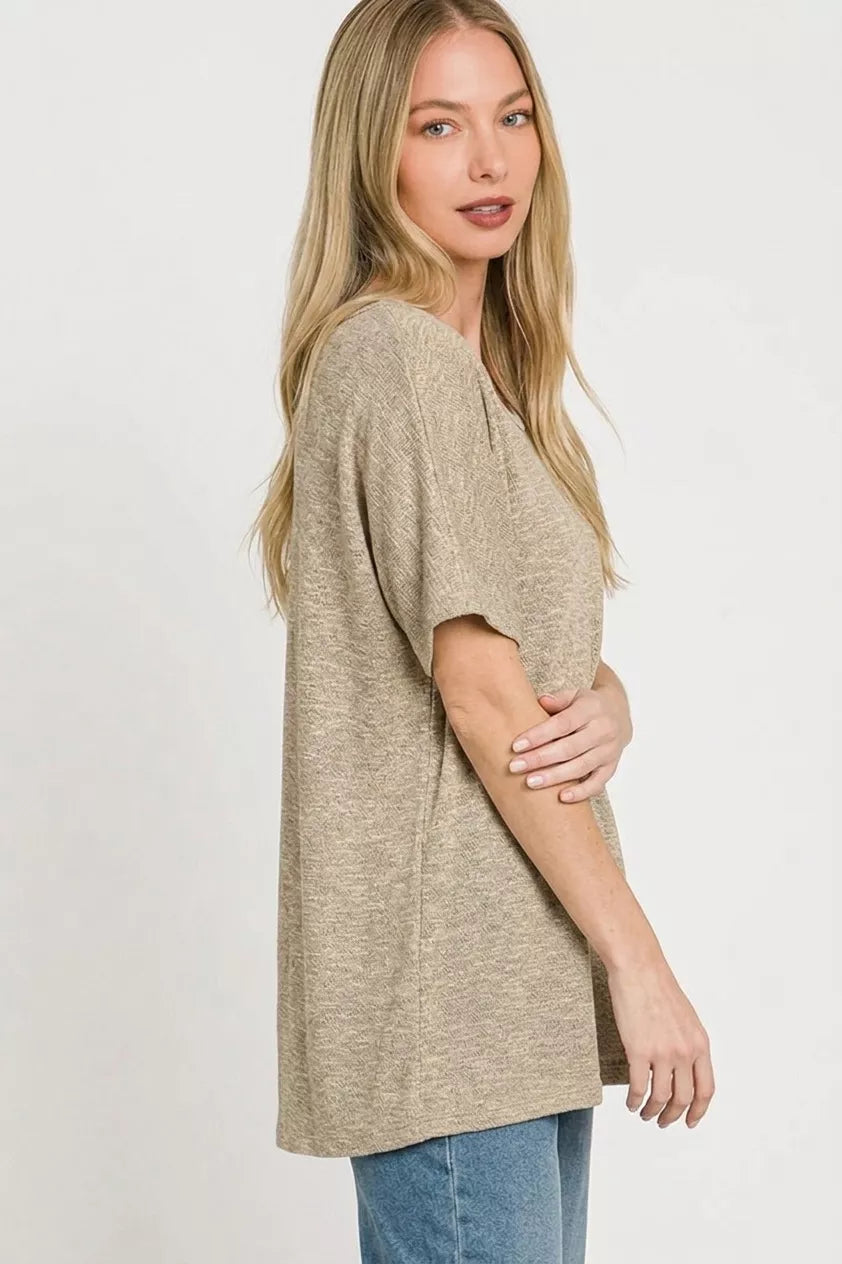 Zenana Oversized Slub Hacci Top 