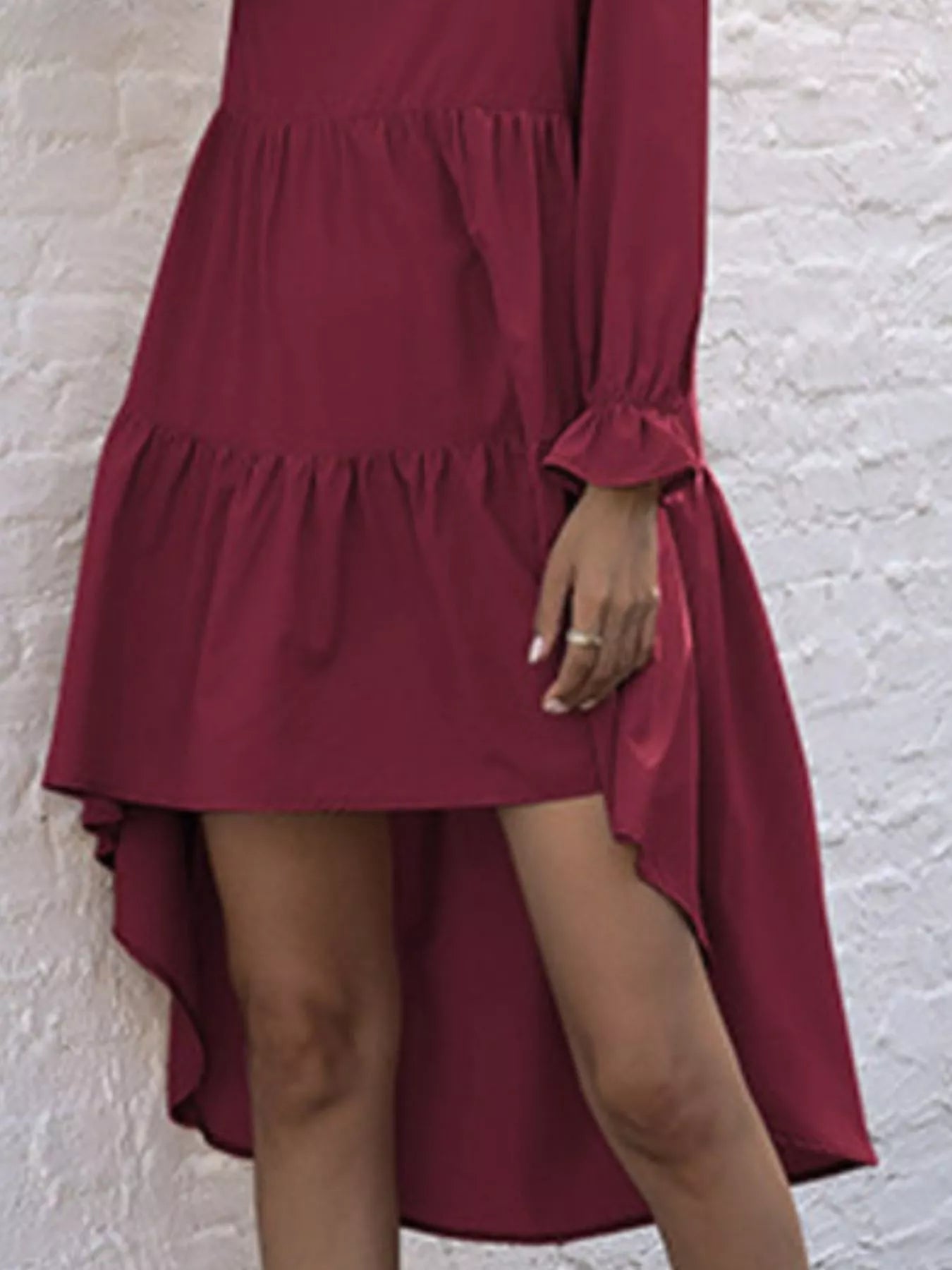High-Low Flounce Sleeve Dress 