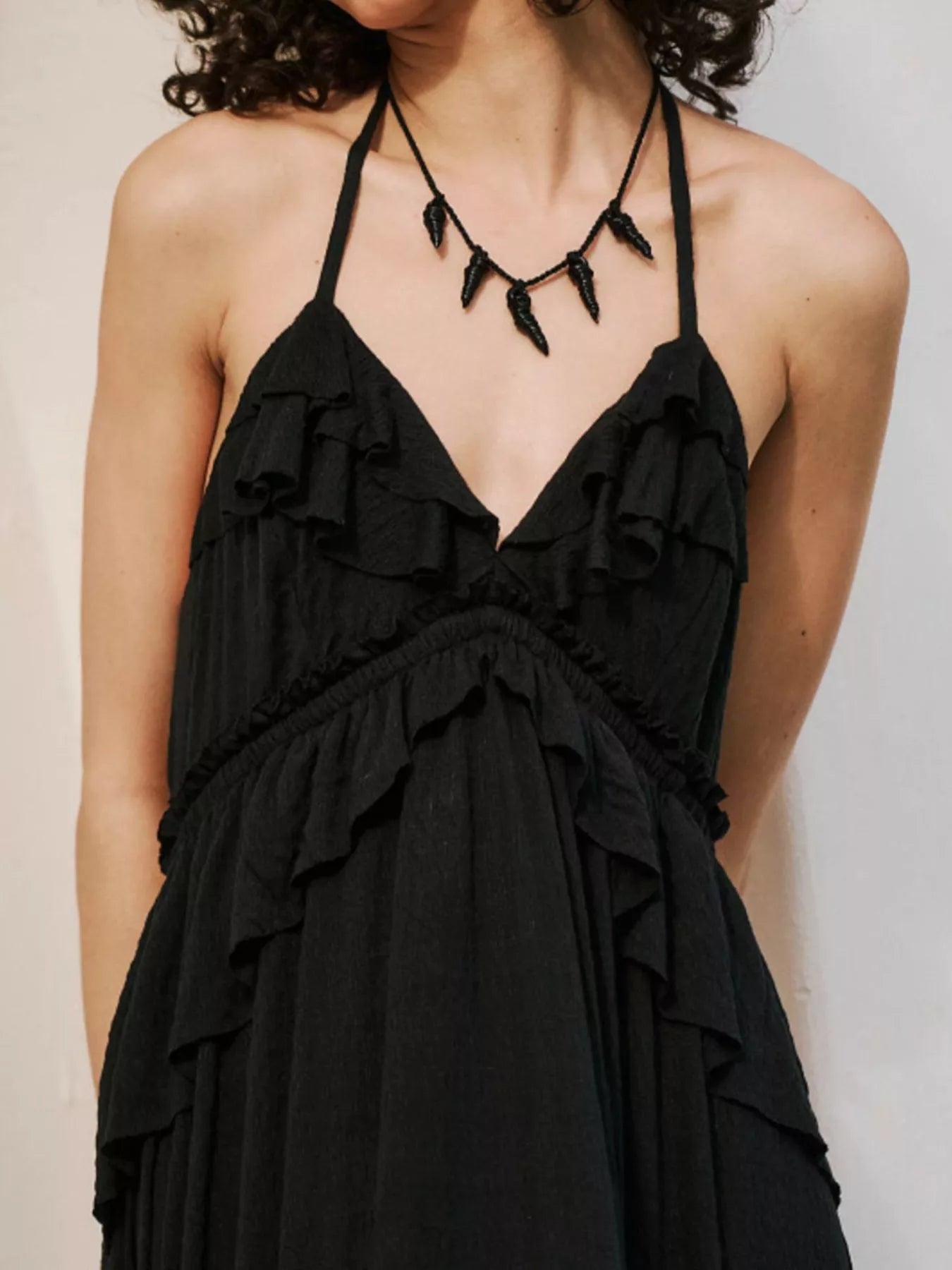 Ruffled Halter Neck Maxi Dress 